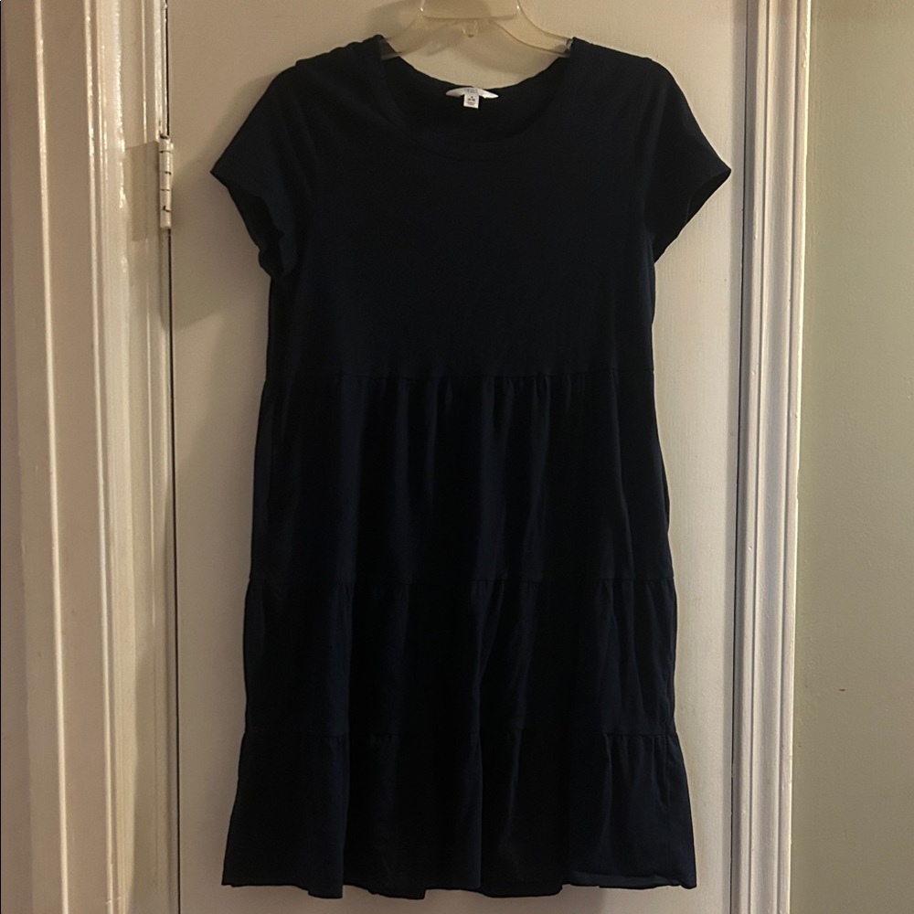 Time and Tru Tiered Women's Midi Dress - Navy Blue